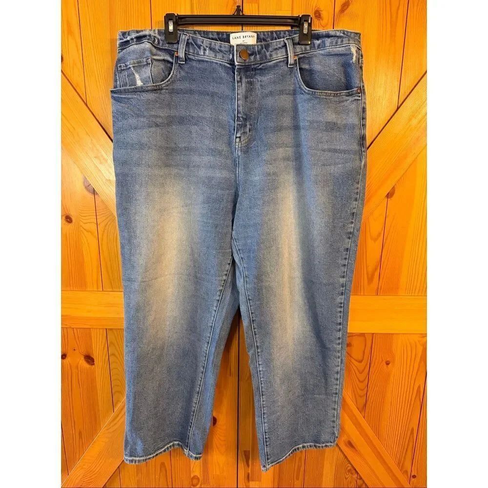 Lane Bryant Distressed Flex Magic Waist Mid Rise Loose Straight Jeans Size 18P (